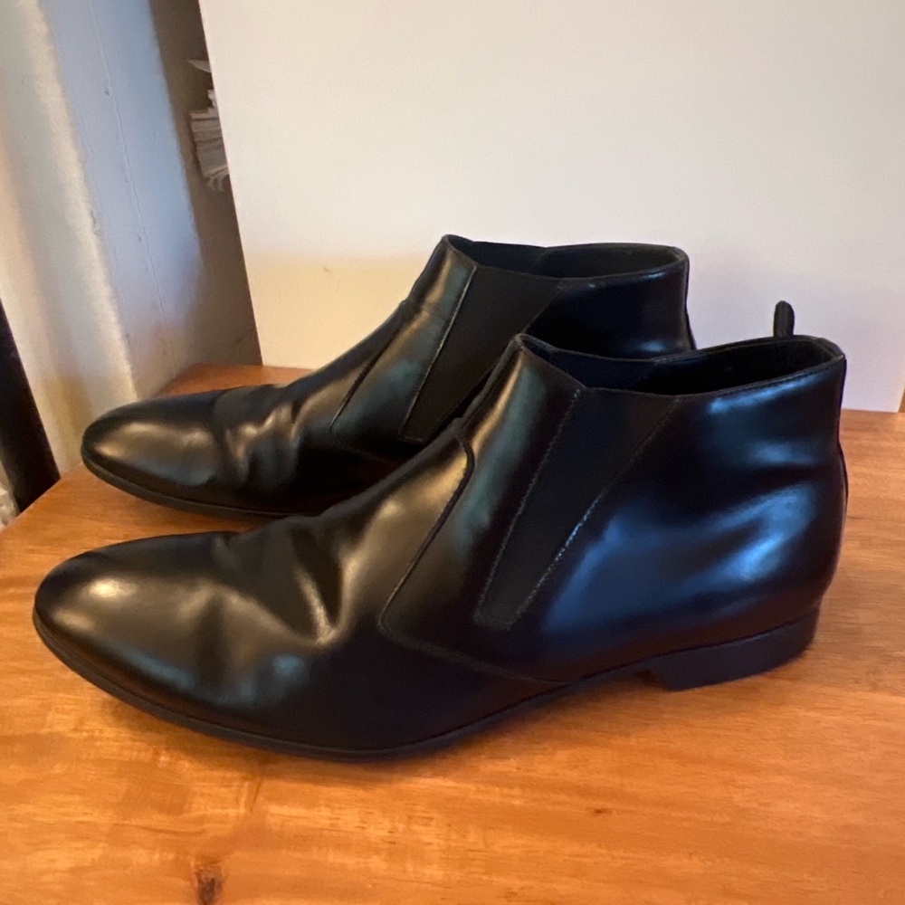 Prada Black Leather Chelsea Ankle Boots Men’s 7.5 - Made in Italy